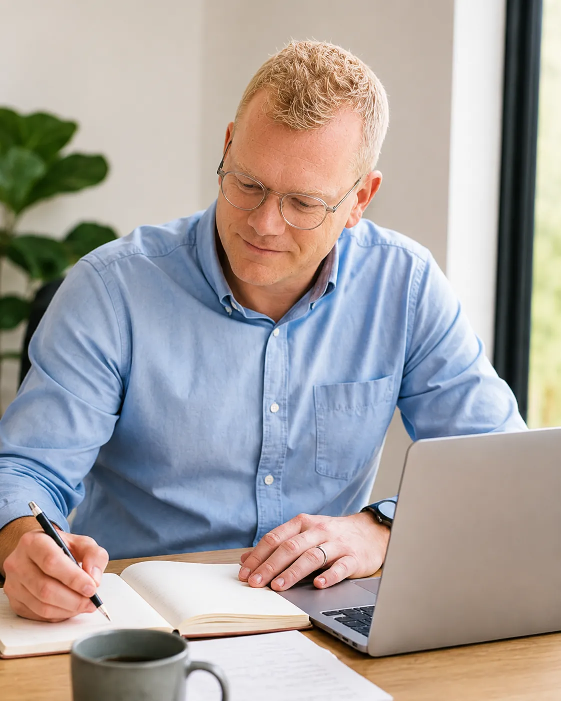 Paul Jarvis working at his desk